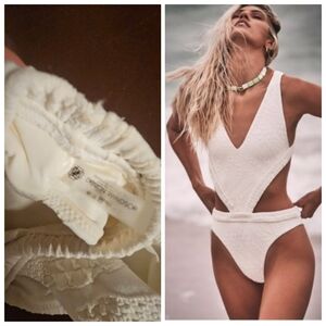 Devon Windsor Jacquard Print Cloud Dancer Cut Out One Piece s